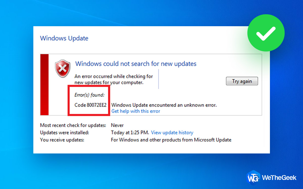 How to Fix Windows 10 Update Error Code: 80072ee2