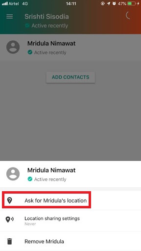 contact’s location
