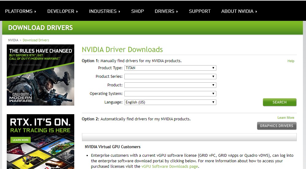 download NVIDIA drivers