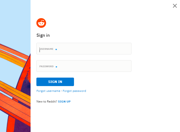 sign in into your Reddit Account