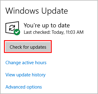 Windows to look for updates