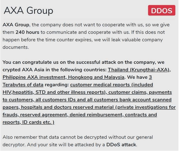 French insurance company AXA