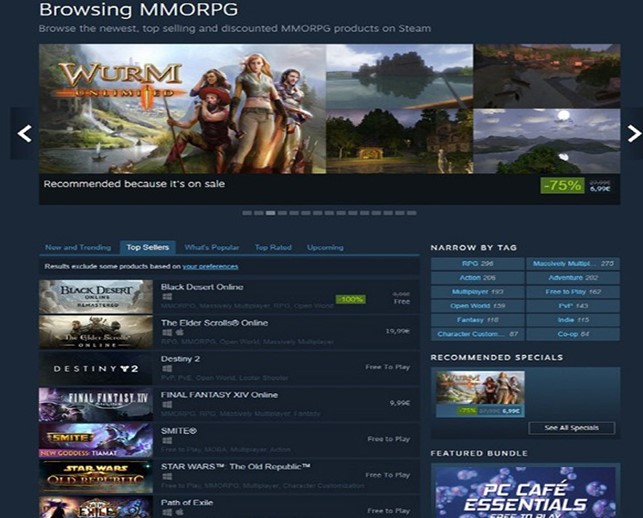 Steam Store tab