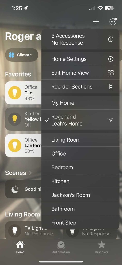 Сброс настройки HomeKit на iPhone